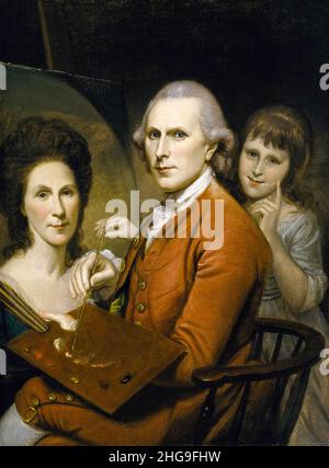 Charles Willson Peale (1741-1827), amerikanischer Maler, Selbstporträt mit Angelica und Porträt von Rachel, Malerei um 1782-1785 Stockfoto