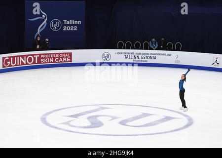 Tallinn, Estland. 19th Januar 2022. Rino MATSUIKE (JPN), während des Trainings, bei den ISU Four Continents Figure Skating Championships 2022, in der Tondiraba Ice Hall, am 19. Januar 2022 in Tallinn, Estland. Kredit: Raniero Corbelletti/AFLO/Alamy Live Nachrichten Gutschrift: Aflo Co. Ltd./Alamy Live Nachrichten Stockfoto