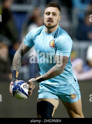 Aktenfoto vom 11-12-2021 von Exeter Chiefs' Jack Nowell. Mike Brown beharrt darauf, dass ein wiedererstarkter Jack Nowell wieder in Englands Rückstand zurückversetzt werden muss, nachdem er ihn als größten Flügelspieler, den er mit gespielt hat, erklärt hat. Ausgabedatum: Mittwoch, 19. Januar 2022. Stockfoto