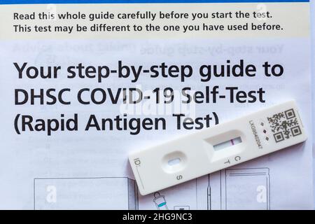 COVID-19-Selbsttest (Rapid Antigen Test) mit negativem Ergebnis - HOME COVID-Schnellantigen-Test Stockfoto