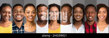 afroamerikanische und lateinamerikanische Männer und Frauen, Fotosatz Stockfoto