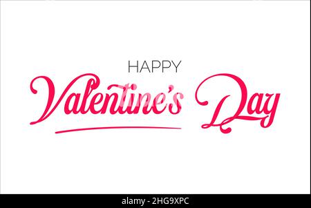 Kalligraphie-Konzept am Valentinstag. Fröhliches Valentinstags-Banner auf weißem Hintergrund. Stock Vektor