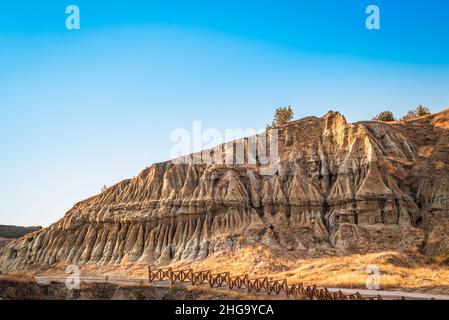 Der vulkanische Geopark Kula ist ein geologisches Erbe in Kula, Manisa. Blick auf vulkanische Landformen. Stockfoto