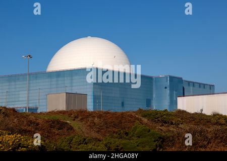 White Dome PWR Druckwasserreaktor-Kernkraftwerk, Sizewell B, Suffolk, England, Großbritannien Stockfoto