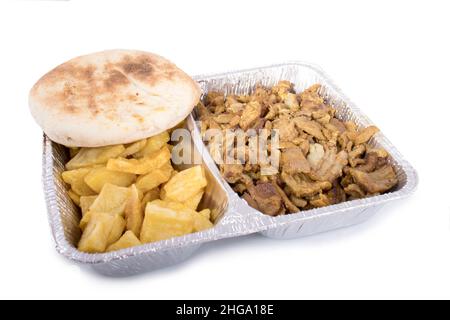 Shoarma Dinner isoliert auf weißem Hintergrund Stockfoto