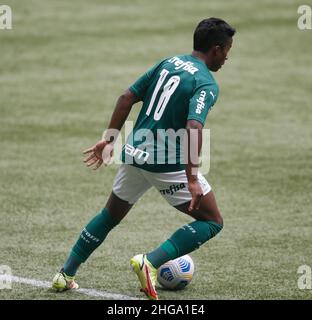 Sao Paulo, Brasilien. 24th Oktober 2021. Endrick von Palmeiras. Barcelona wurde mit Palmeiras Starlet Endrick verbunden, der Vorschlag ist, dass sie den Spieler bis zu zwei Saisons bei Palmeiras bleiben lassen können, wenn der Transfer durch Fernando Roberto/SPP geht.Quelle: SPP Sport Press Foto. /Alamy Live News Stockfoto