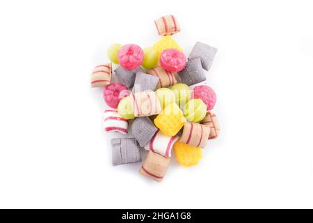 holländische alte Süßigkeiten isoliert auf weißem Hintergrund Stockfoto