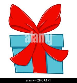 Geschenkbox mit Schleife. Cartoon-Symbol. Isoliert auf weißem Hintergrund. Stock Vektor