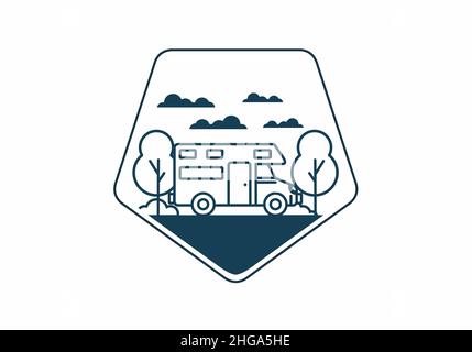 Linie Kunst Wohnmobil flache Illustration Design Stock Vektor