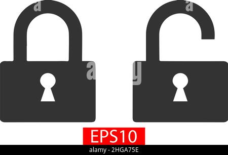 Symbol sperren und entsperren flacher Stil isoliert auf weißem Hintergrund Sicherheitssymbol für Website und Apps Stock Vektor