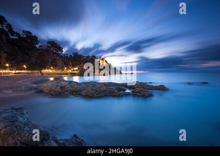 Lloret del mar Meerblick mit dem Schloss Spanien Stockfoto