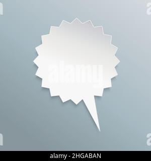 Weißes, sternförmiges oder sonniges Papier Sprechblase Infografik-Design auf transparentem kariertem Hintergrund. Vektordarstellung. EPS 10-Vektordatei. Stock Vektor