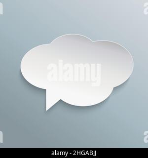 Abstrakter Vektorhintergrund einer Sprechblase aus Papier für Ihr eigenes Design. Infografik auf blaugrauem Hintergrund. Vektordarstellung. EPS 10-Vektor Stock Vektor