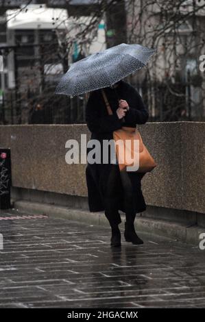 London, Großbritannien. 19th Januar 2022. Duschen am Parlamentsgebäude. Kredit: JOHNNY ARMSTEAD/Alamy Live Nachrichten Stockfoto