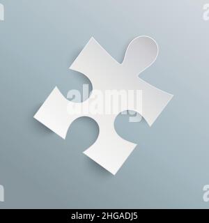 Weiße Puzzle-Stücke Infografik-Design auf blaugrauem Hintergrund. Vektorgrafik. EPS 10-Vektordatei. Stock Vektor