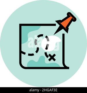 Symbol für Zielposition. Karte mit Pfadlinie zum Zielpunkt Stock Vektor