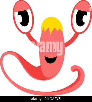 Rote Kreatur. Fliegendes Monster mit großen Augen. Comic Alien Stock Vektor