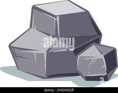 Steinhaufen. Ground rockt mit Schatten im Cartoon-Stil Stock Vektor