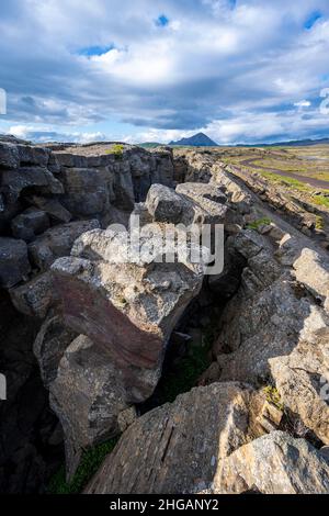 Kontinentale Kluft zwischen nordamerikanischer und eurasischer Platte, Mittelatlantikrücken, Rift Valley, Silfra Fissure, Krafla, Nordisland, Island Stockfoto