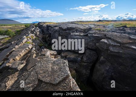 Kontinentale Kluft zwischen nordamerikanischer und eurasischer Platte, Mittelatlantikrücken, Rift Valley, Silfra Fissure, Krafla, Nordisland, Island Stockfoto