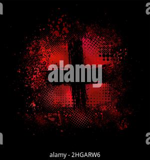 Pinselstrich auf schwarzem Hintergrund. Japanischer Stil. Vektordarstellung von Grunge-Flecken Stock Vektor