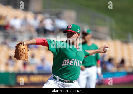 Hector Daniel Rodrigez Pitcher derrotado de Mexico, durante el juego de Mexico vs Dodgers de LA previo al Clasico Mundial de beisbol 2013 , Camelback Ranch en Glendale Arizona.06 marzo 2013 previo al 2013 World Baseballclassic. (Foto von Luis Gutierrez) Stockfoto