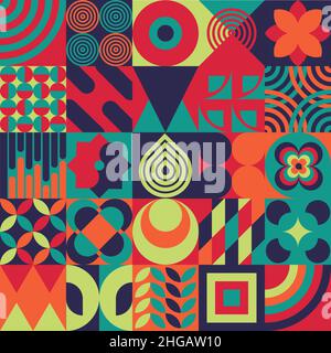 Bauhaus -neo geometrisches Design mit einfachen geometrischen Formen Stock Vektor