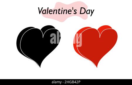 Ein Herz für den Valentinstag. Das Herz ist rot und fest gefüllt. Ein Symbol der Liebe und ein Valentinstag. Vektorgrafik. Stock Vektor
