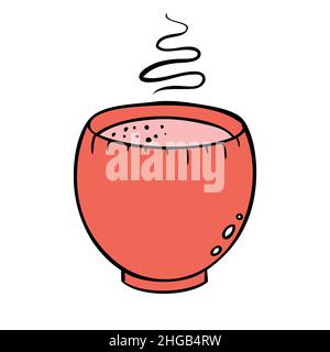 Süße Tasse heißes Getränk. Vektorgrafik im Doodle-Stil Stock Vektor