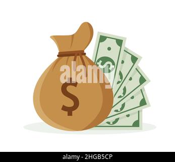Geldbeutel mit Dollarzeichen. Vektor-Illustration für Web, mobile App in flachem Design. EPS 10 Stock Vektor