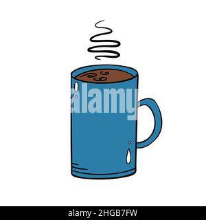 Süße Tasse heißes Getränk. Vektorgrafik im Doodle-Stil Stock Vektor