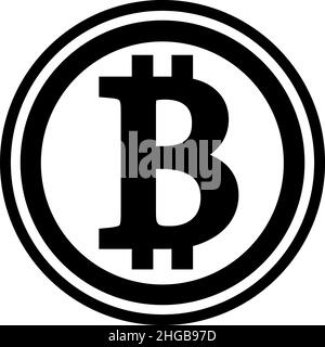 Das Bitcoin-Symbol. Das Symbol der Zahlung per Bitcoin. Das Kryptowährungslogo. Schwarze Silhouette auf weißem Hintergrund. Stock Vektor