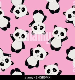 Nahtlose Cute Cartoon Panda Muster, Vektor, Tier Stock Vektor