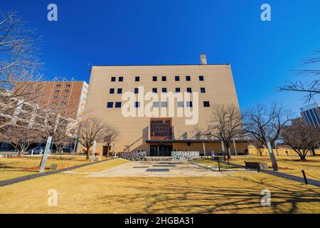 Oklahoma, JAN 2 2022 - Sonnenansicht des Gartens Oklahoma City National Memorial and Museum Stockfoto