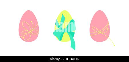 Niedliche Ostereier als Vintage-Stoffaufnäher-Applikation im Shabby-Chic-Stil Stock Vektor