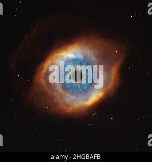 Helix-Nebel NGC 7293. Illustration des menschlichen Auges, des Auges gottes. Elemente dieses Fotos wurden von der NASA eingerichtet. 3D Rendern. Stockfoto