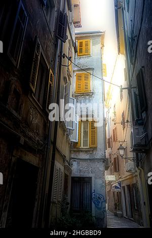 Eine Gasse in der Altstadt von piran, slowenien Stockfoto