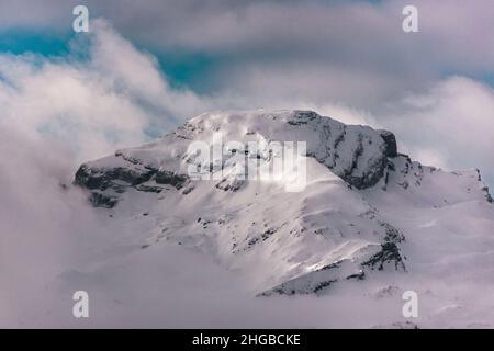 Österreich, steg , Eine wunderschöne Berglandschaft im Winter mit Smog und Himmel Stockfoto