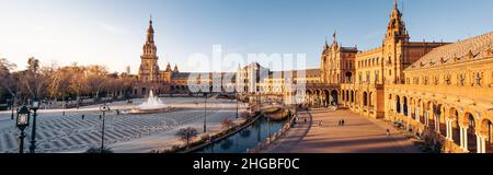 Panoramablick auf die Plaza de España in Sevilla, Spanien Stockfoto