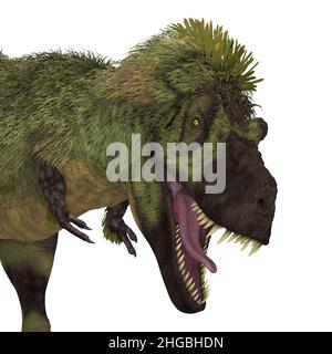 Tarcosaurus war ein fleischfressender gefiederter Dinosaurier, der in der Kreidezeit in Asien lebte. Stockfoto