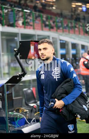 Nedim Bajrami (FC Empoli) während des Italienischen Pokals, Coppa Italia, Runde des Fußballspiels 16 zwischen FC Internazionale und FC Empoli am 19. Januar 2022 im Giuseppe Meazza Stadion in Mailand, Italien - Foto Nderim Kaceli / DPPI Stockfoto