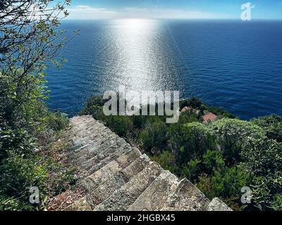 Monasteroli Schritt in Cinque Terre Trails, Ligurien Stockfoto