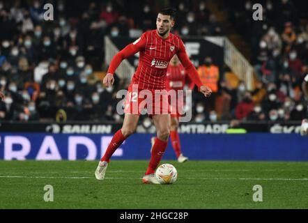 Valencia, Valencia, Spanien. 19th Januar 2022. VALENCIA - 19. JANUAR: Rafa mir aus Sevilla während des La Liga-Spiels zwischen Valencia und Sevilla im Mestalla-Stadion am 19. Januar 2022 in Valencia, Spanien. (Bild: © Sara Arib/PX Imagens via ZUMA Press Wire) Stockfoto