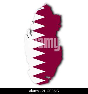 Katar-Karte auf weißem Hintergrund mit Beschneidungspfad 3D Abbildung Stockfoto