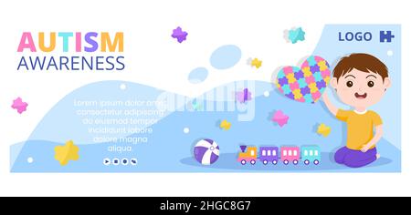 World Autism Awareness Day Post Template flache Illustration editierbar von quadratischen Hintergrund geeignet für Social Media oder Grußkarte Stock Vektor