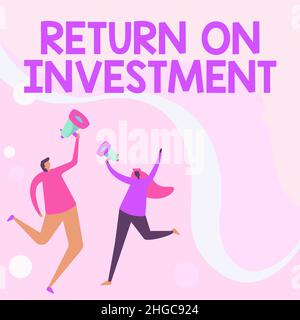 Text mit Inspiration Return on Investment. Konzeptionelles Foto zur Überprüfung eines Finanzberichts oder einer Analyse des Investitionsrisikos Illustration der Partner Stockfoto