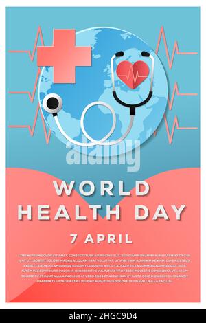 Welt Gesundheit Tag Poster Banner Design. vektor-Design Illustration. Welt Gesundheit Tag Poster Vorlage Stock Vektor