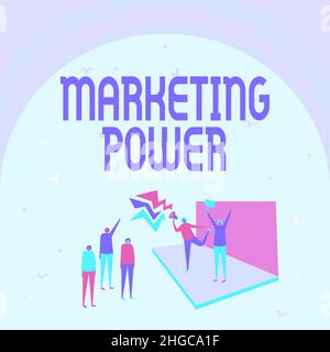 Konzeptionelle Darstellung Marketingkraft. Business Showcase Fähigkeit eines Unternehmens, den Marktpreis profitabel zu erhöhen Illustration eines Paares auf der Bühne Stockfoto