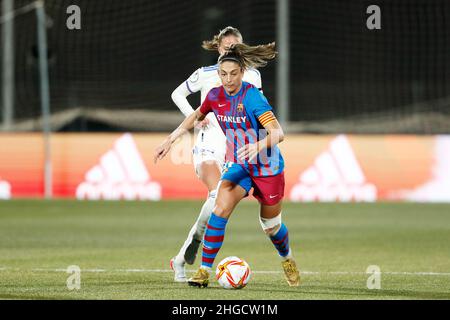 Alexia Putellas vom FC Barcelona beim spanischen Frauen-Supercup, Halbfinale 1, Fußballspiel zwischen dem FC Barcelona und Real Madrid am 19. Januar 2022 in Ciudad del Futbol in Las Rozas, Madrid, Spanien - Foto: Oscar Barroso/DPPI/LiveMedia Stockfoto