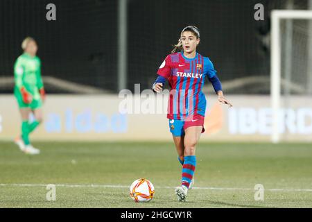 Jana Fernandez vom FC Barcelona beim spanischen Frauen-Supercup, Halbfinale 1, Fußballspiel zwischen dem FC Barcelona und Real Madrid am 19. Januar 2022 in Ciudad del Futbol in Las Rozas, Madrid, Spanien - Foto: Oscar Barroso/DPPI/LiveMedia Stockfoto